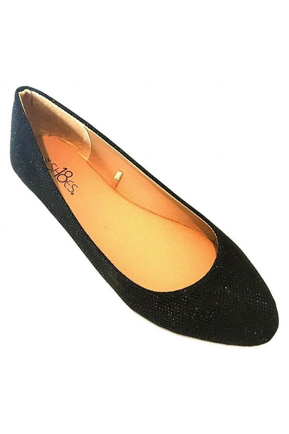 Womens Ballerina Ballet Flat Shoes 8600 Black Glitter 7.5