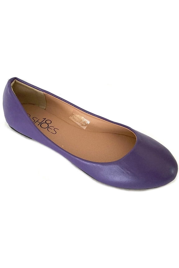 Womens Ballerina Ballet Flat Shoes 8600 Purple Pu 8.5