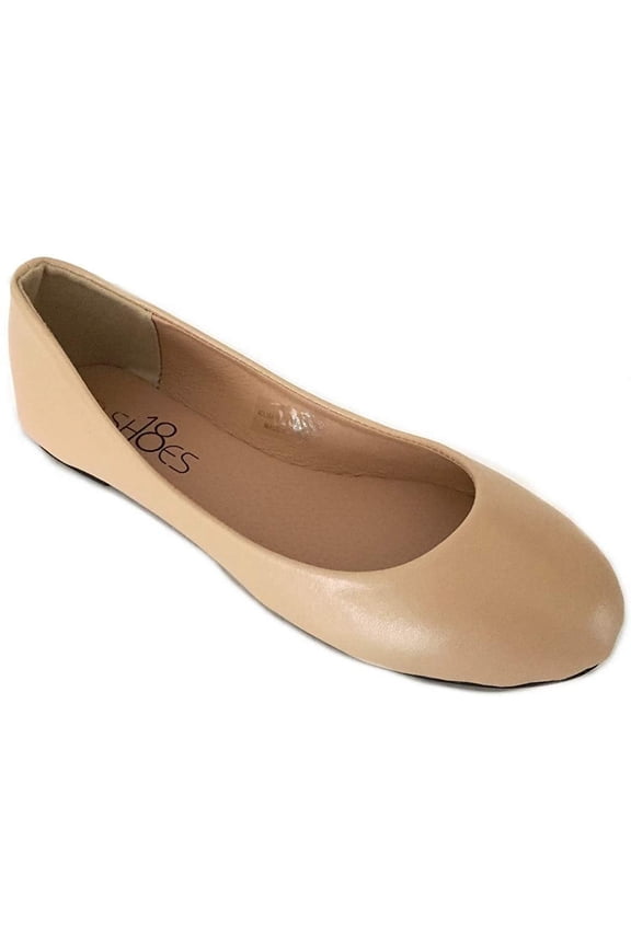 Womens Ballerina Ballet Flat Shoes 8600 Nude Pu 8