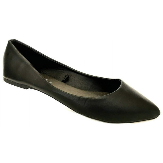 Shoes8teen Womens Ballerina Ballet Flat Shoes (10 Black P.u. Potol)