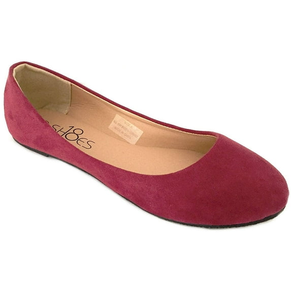 Shoes8teen Womens Ballerina Ballet Flat Shoes 8600 Maroon Micro 6
