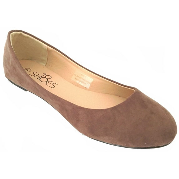Shoes8teen Womens Ballerina Ballet Flat Shoes 8600 Brown Micro 7