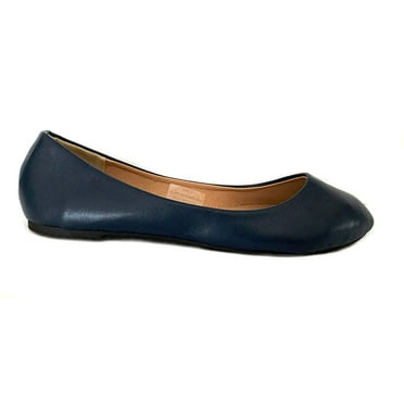 Shoes8teen Womens Ballerina Ballet Flat Shoes 8600 Navy Pu 5