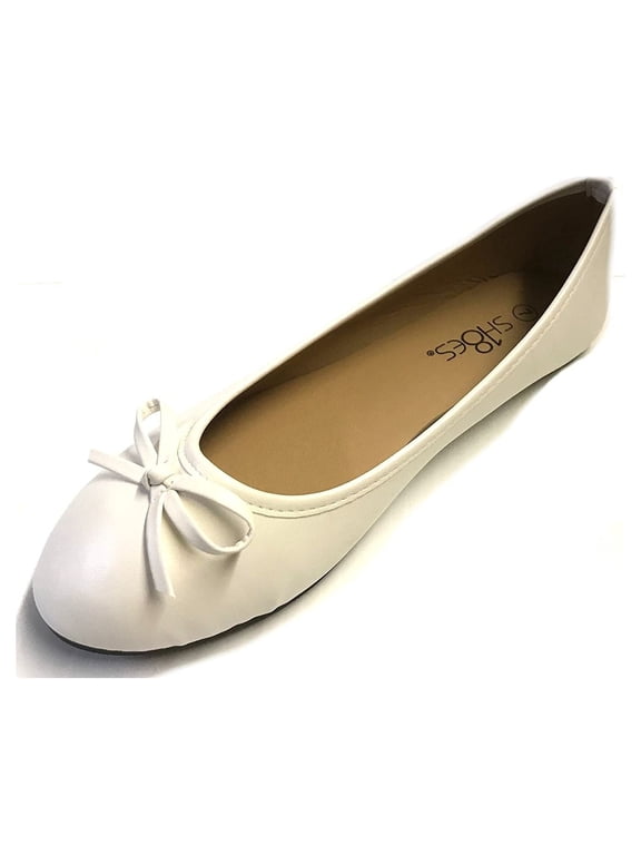 Womens Ballerina Ballet Flats Shoes 8500 White 6