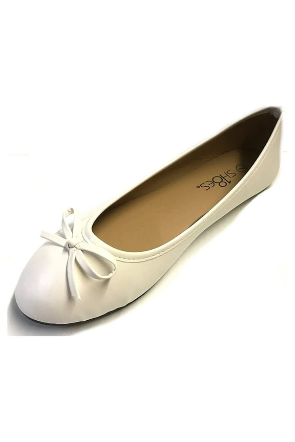Womens Ballerina Ballet Flats 8500 White 8