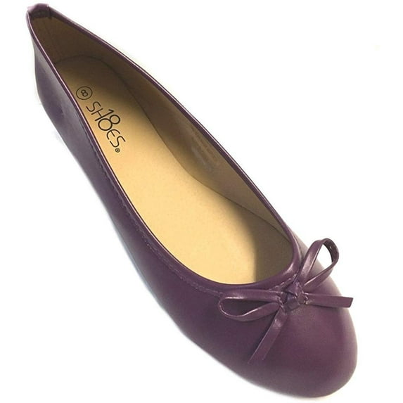Shoes8teen Womens Ballerina Ballet Flats Shoes Leopard & Solids 8500 purple 10