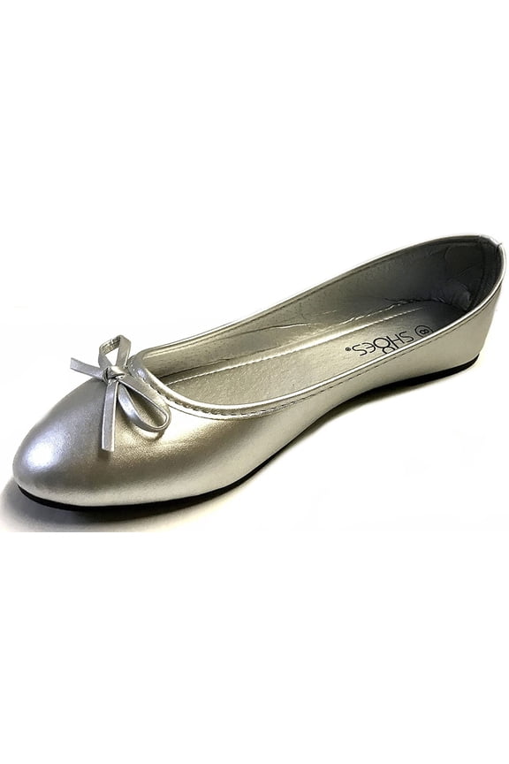 Womens Ballerina Ballet Flats Shoes (10, Silver 8500)