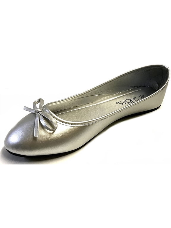 Womens Ballerina Ballet Flats 8500 Silver 6