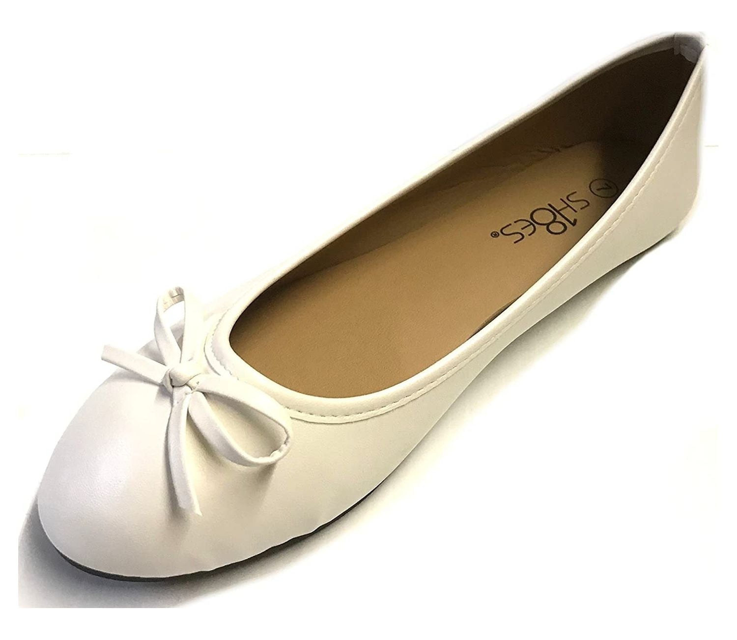 Shoes8teen Womens Ballerina Ballet Flats Shoes Leopard & Solids  (10, White 8500)