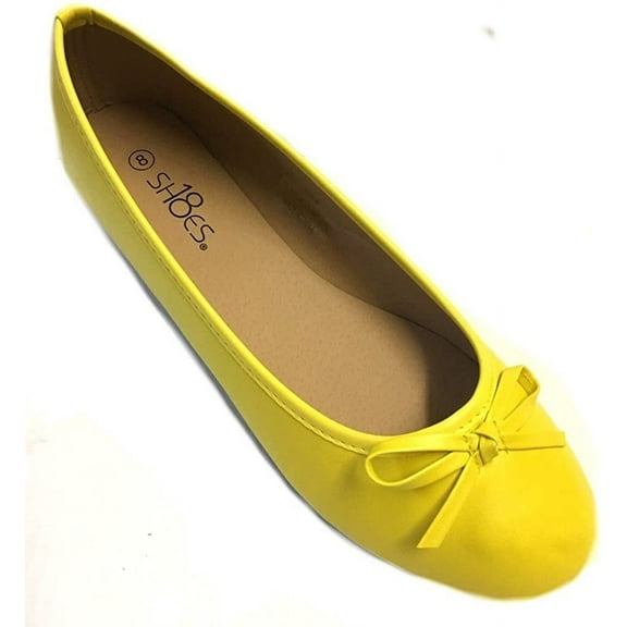 Shoes8teen Womens Ballerina Ballet Flats Shoes 8500 Canary Yellow 8.5