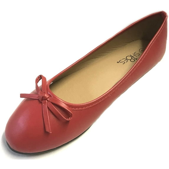 Shoes8teen Womens Ballerina Ballet Flats Shoes 8500 Red 9