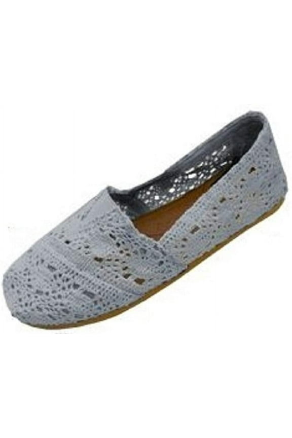 Womens Canvas Crochet Slip on Shoes Flats (9/10, Grey 3008)