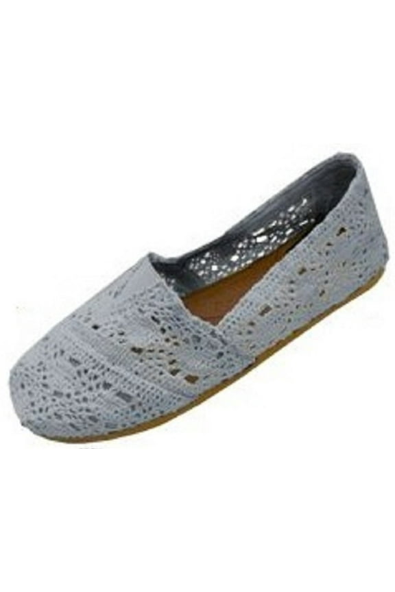Womens Canvas Crochet Slip on Shoes Flats 3008 Grey 11