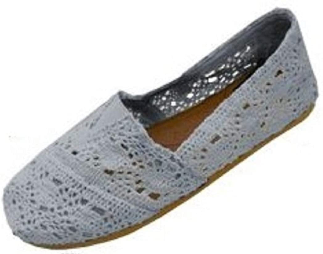 Buy Women's Crochet Slip-on Canvas Flats, Grey at Ubuy Kuwait