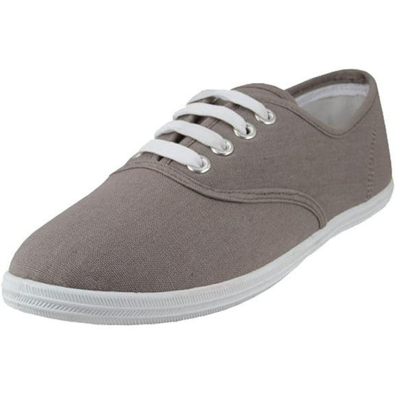 Shoes8teen Womens Canvas Shoes Lace up Sneakers 324 Grey 10