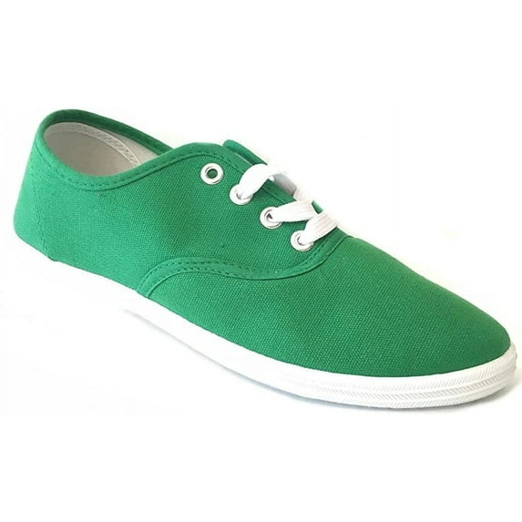 Shoes8teen Womens Canvas Shoes Lace up Sneakers 324 Emerald Green 7