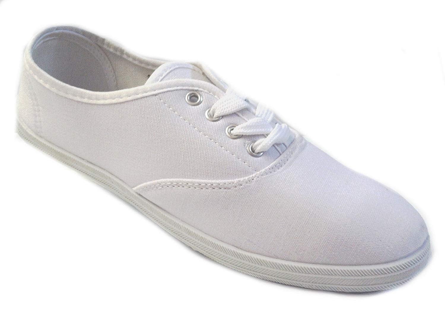 Womens Canvas Shoes Lace up Sneakers 324 White 9