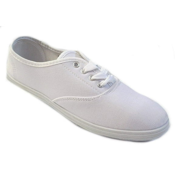 Shoes8teen Womens Canvas Shoes Lace up Sneakers 324 White 9