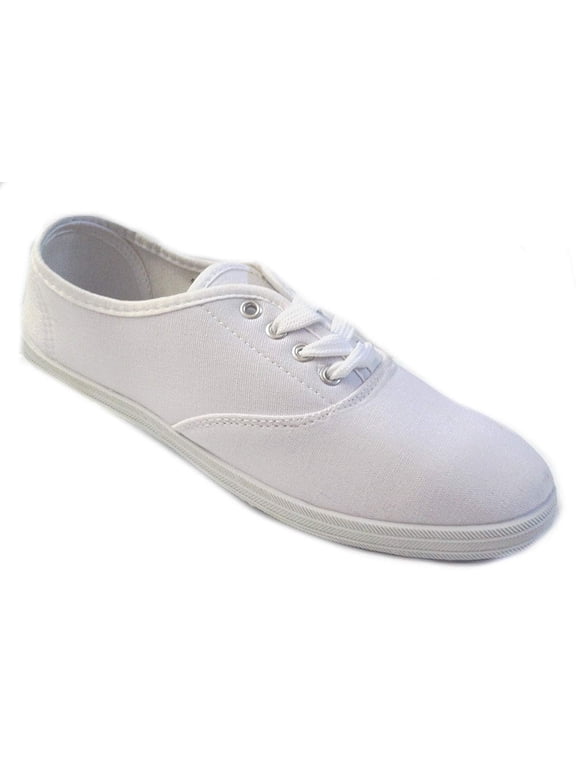 Womens Canvas Shoes Lace up Sneakers 324 White 9