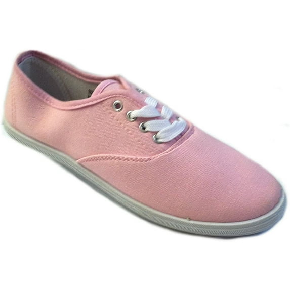 Shoes8teen Womens Canvas Shoes Lace up Sneakers 324 pink 6.5