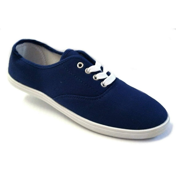 Shoes8teen Womens Canvas Shoes Lace up Sneakers 324 Navy 8.5