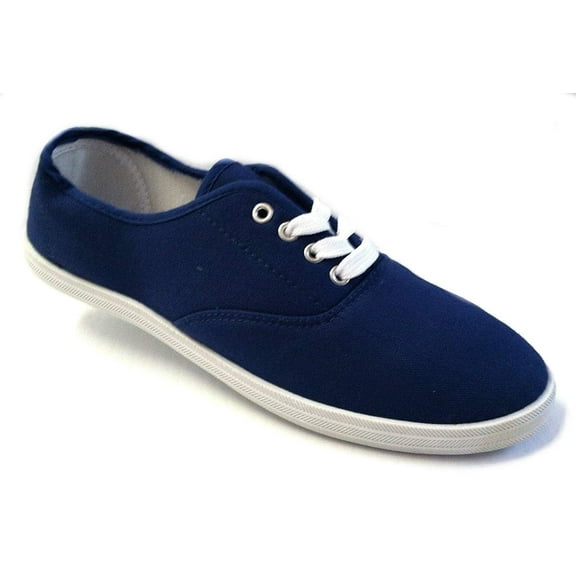 Shoes8teen Womens Canvas Shoes Lace up Sneakers 324 Navy 8.5