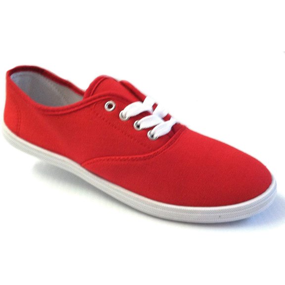 Shoes8teen Womens Canvas Shoes Lace up Sneakers 324 Red 11
