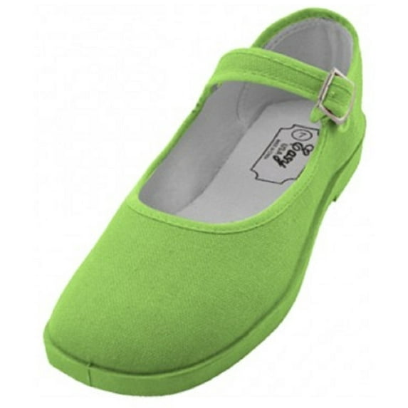 Shoes8teen Womens Cotton China Doll Mary Jane Shoes 115 Green 10