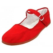Shoes8teen Womens Cotton China Doll Mary Jane Shoes Ballerina Ballet Flats 114 Red 9