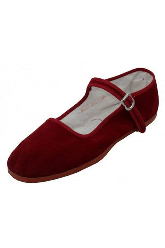Womens Cotton China Doll Mary Jane Shoes (8, 118 Burgundy)