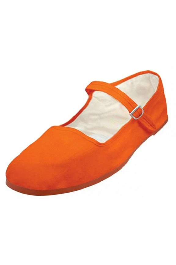 Womens Cotton China Doll Mary Jane Shoes 114 orange 5