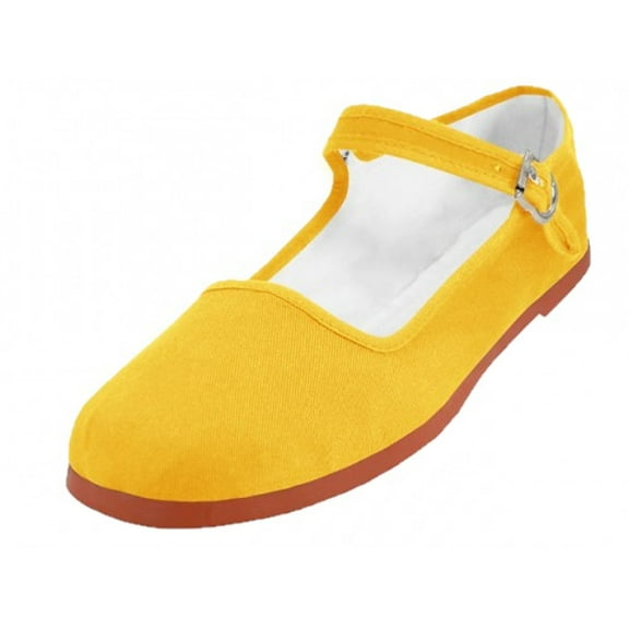 Shoes8teen Womens Cotton China Doll Mary Jane Shoes 114yellow5