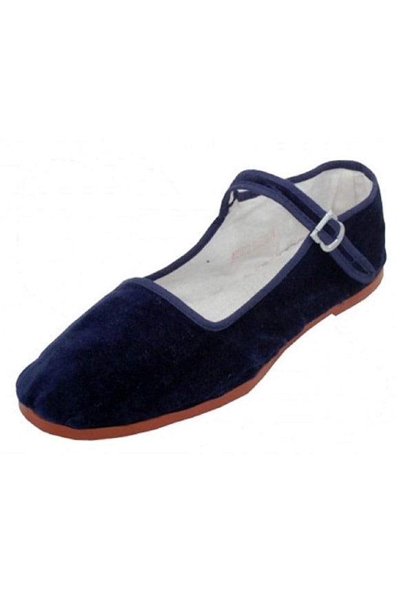 Womens Cotton China Doll Mary Jane Shoes (8, 118 Navy Micro)
