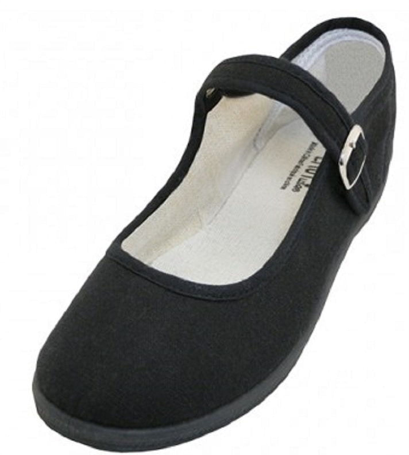 Womens Cotton China Doll Mary Jane Shoes Ballerina Ballet Flats 115 Black 9