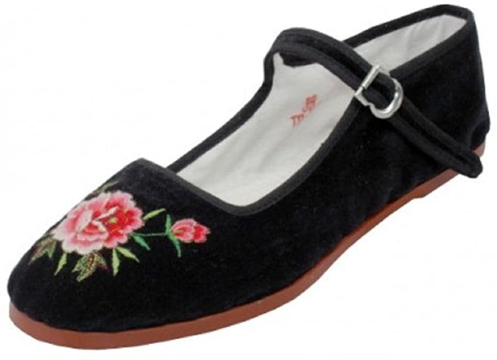 Shoes8teen Womens Cotton China Doll Mary Jane Shoes Ballerina Ballet Flats