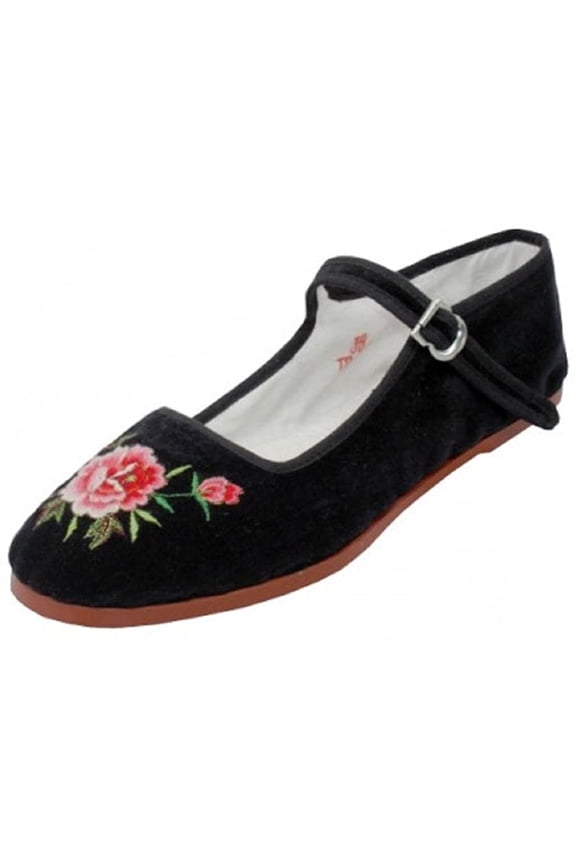 Womens Cotton China Doll Mary Jane Shoes Ballerina Ballet Flats 114 Emb 10