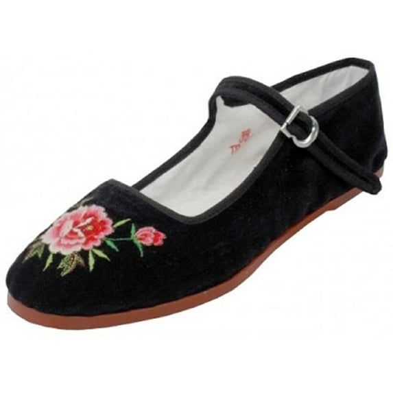 Shoes8teen Womens Cotton China Doll Mary Jane Shoes Ballerina Ballet Flats