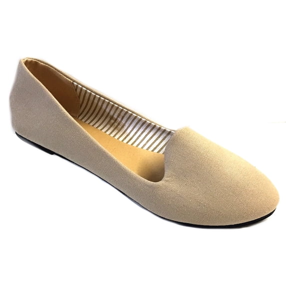 Shoes8teen Womens Faux Suede Loafer Smoking Shoes Flats 4024 Nude 9/10