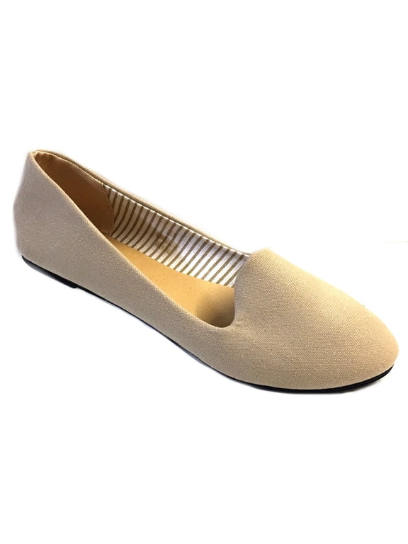 Womens Faux Suede Loafer Smoking Shoes Flats 4024 Nude 9/10