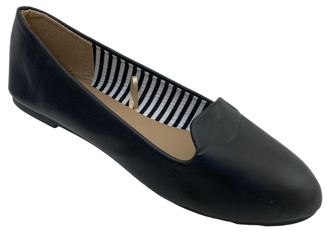 Womens Faux Suede Loafer Smoking Shoes Flats 4024 Black PU 9/10