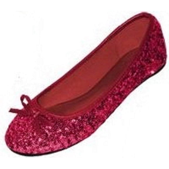 Shoes8teen Womens Sequins Ballerina Ballet Flats Shoes 2001 Ruby Red 7/8