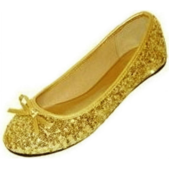 Shoes8teen Womens Sequins Ballerina Ballet Flats Shoes 2001 Gold Sequin 9/10