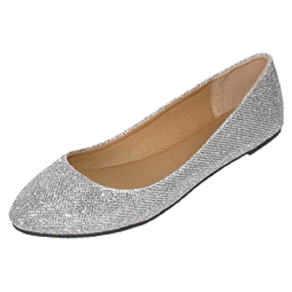 Shoes8teen Womens Sequins Ballerina Ballet Flats Shoes 5067 Silver 5/6