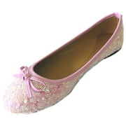 Shoes8teen Womens Sequins Ballerina Ballet Flats Shoes 2001 Pink Sequin 5/6