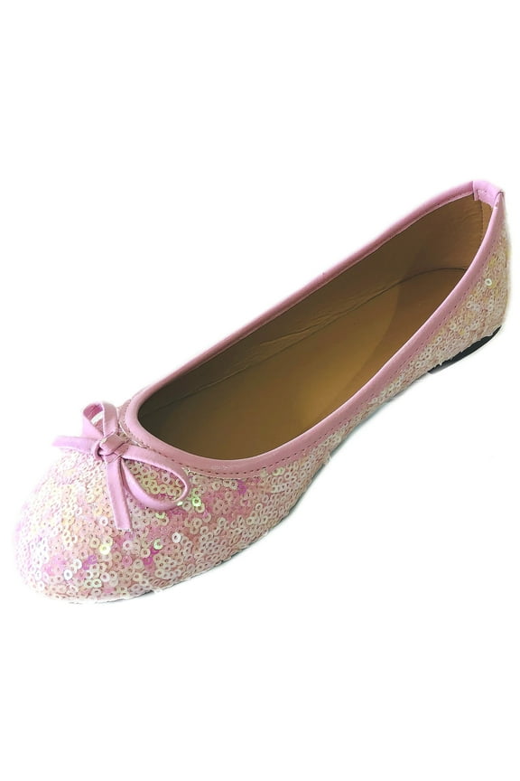 Womens Sequins Ballerina Ballet Flats Shoes 2001 Pink Sequin 9/10