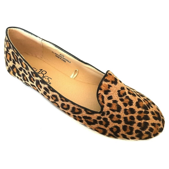 Shoes8teen Womens Suede Loafer Smoking Shoes Flats 4024 Leopard 5/6
