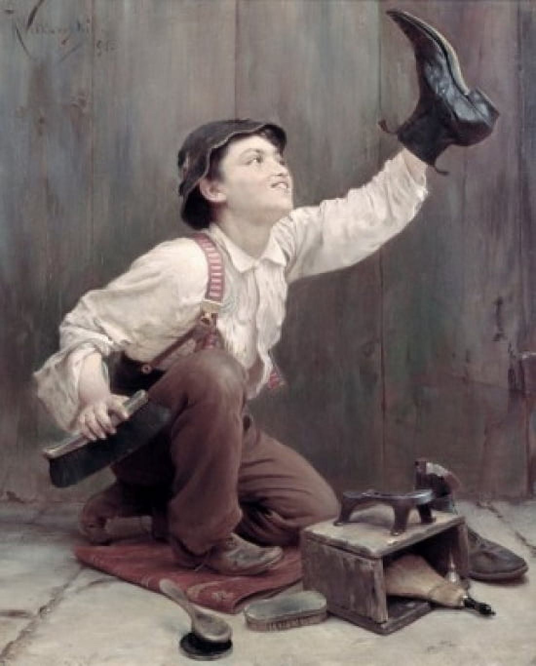 Shoeshine Boy Karl Witkowski (1860-1910 American) Canvas Art - Karl Witkowski (18 x 24)