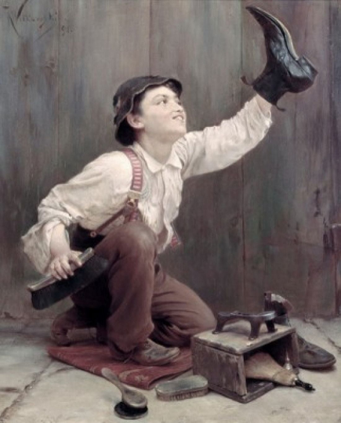 Shoeshine Boy Karl Witkowski (1860-1910 American) Canvas Art - Karl Witkowski (24 x 36)