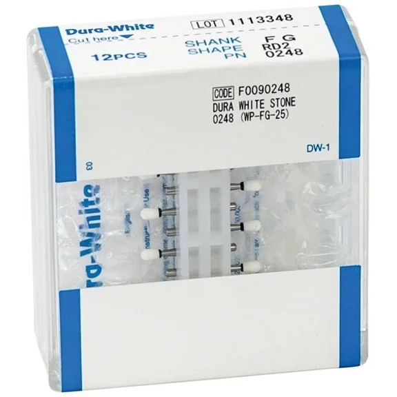 Shofu Dura-White Aluminum Oxide Stones FG Shank Shape RD2 Pack of 12 Dental Abrasives
