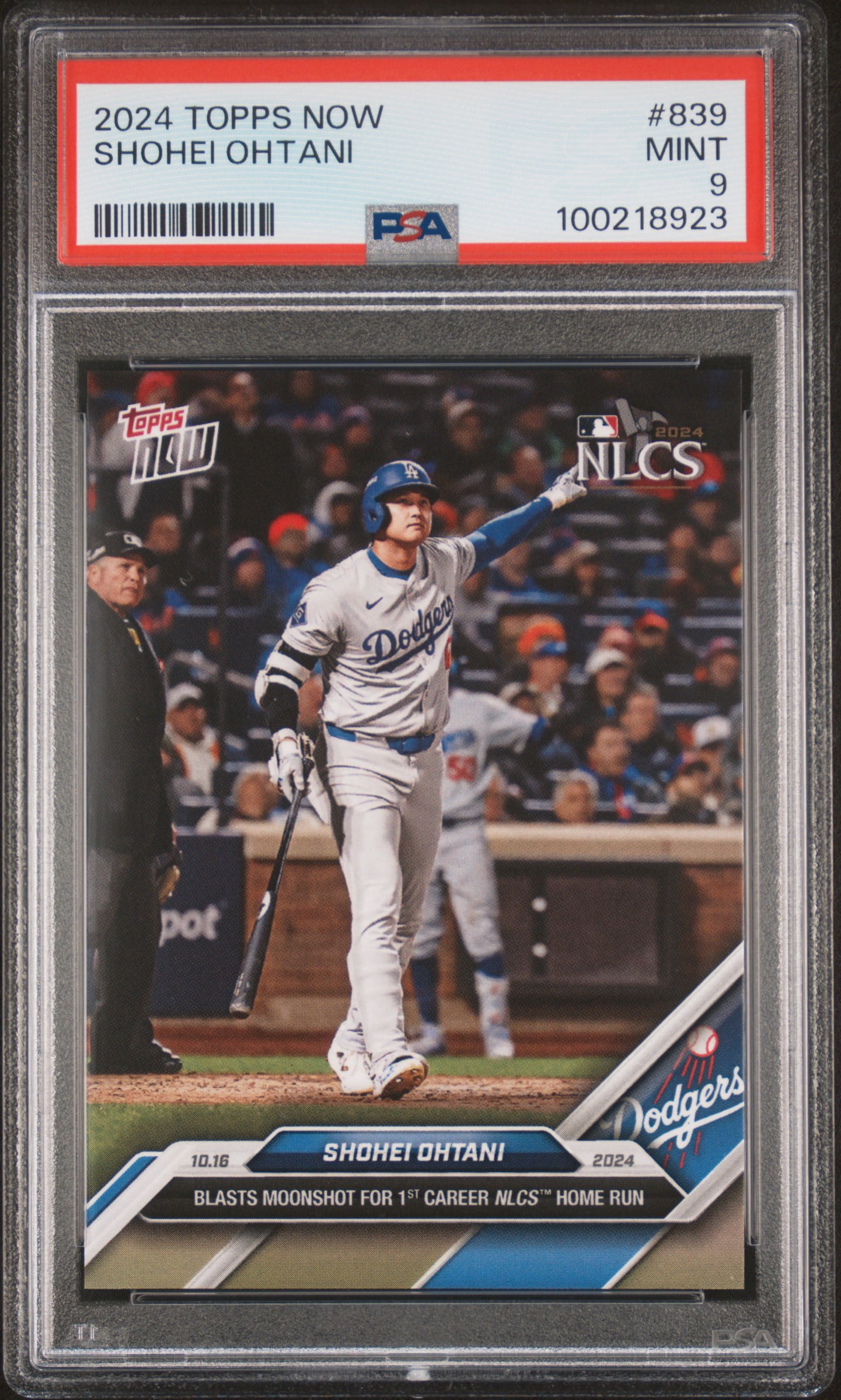Shohei Ohtani 2024 Topps Now Dodgers NLCS First Homerun 839 PSA 9 Mint